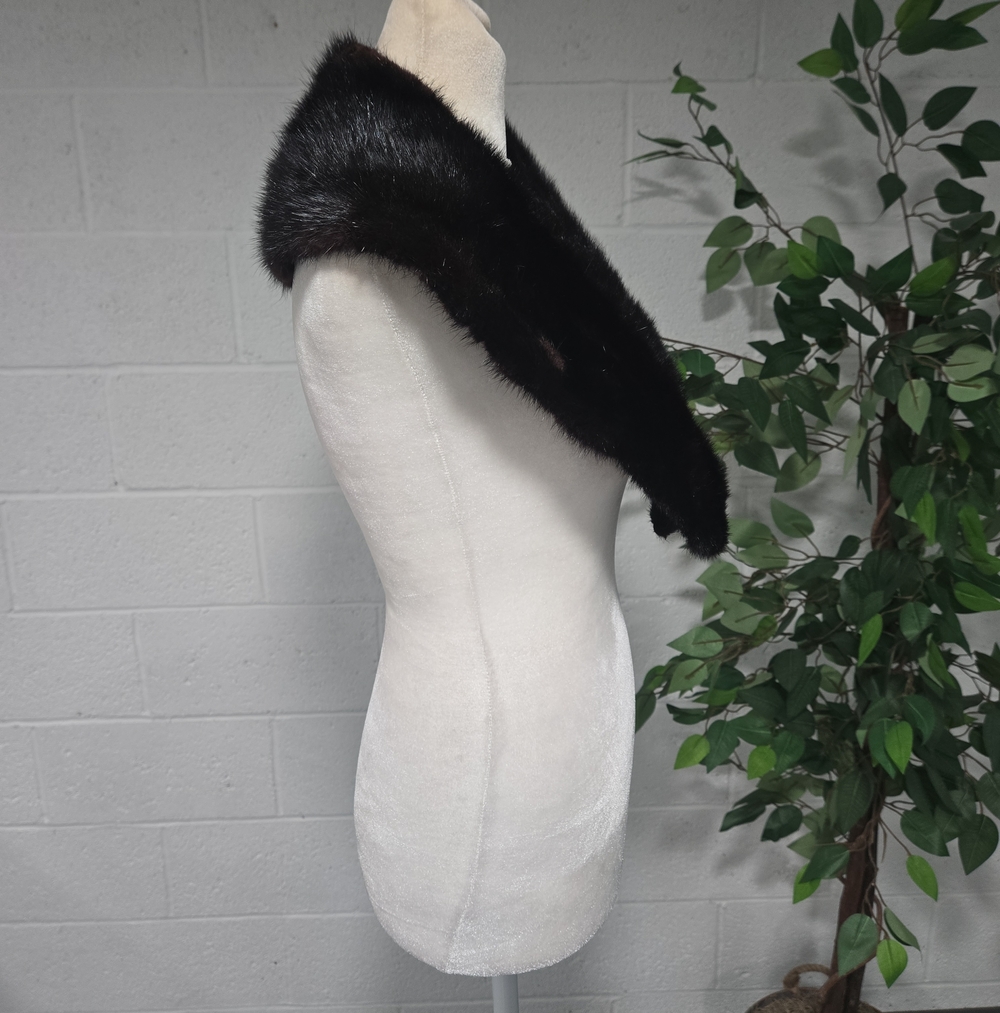 Genuine Mink Fur Scarf Wrap Glam Mobwife Luxury Old Hollywood Brown - Picture 3 of 5